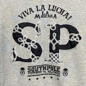 SOUTHPOLE Wrestling Viva La Lucha Hoodie Full Zip Jacket Mens Gray Size Large